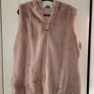 GAIAM women's dusty pink faux-fur hooded vest
